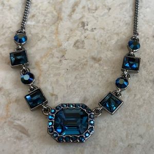GIVENCHY Gunmetal & Blue Swarovski Necklace